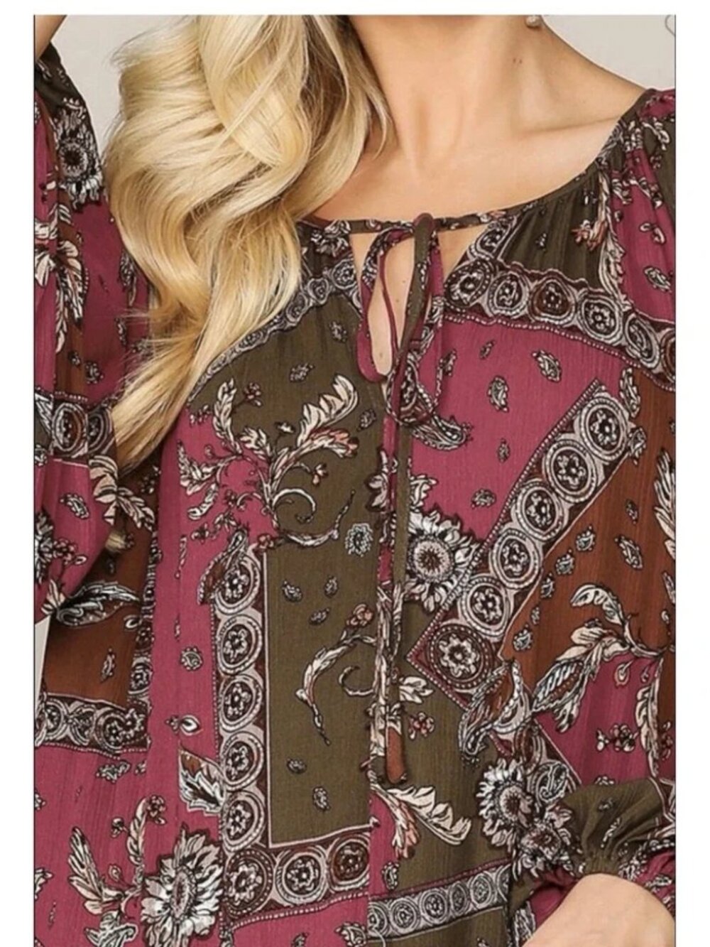 GiGIO‎ Boho Paisley Maxi Dress Women V Neck Long Sleeve Fall Style New Small - Picture 2 of 3